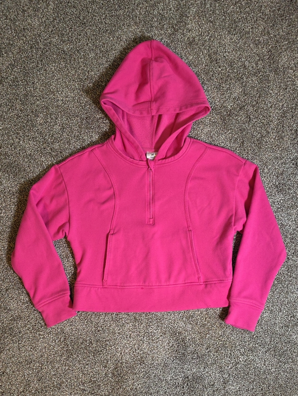 Girls Hot Pink Half-Zip Hoodie Sweater